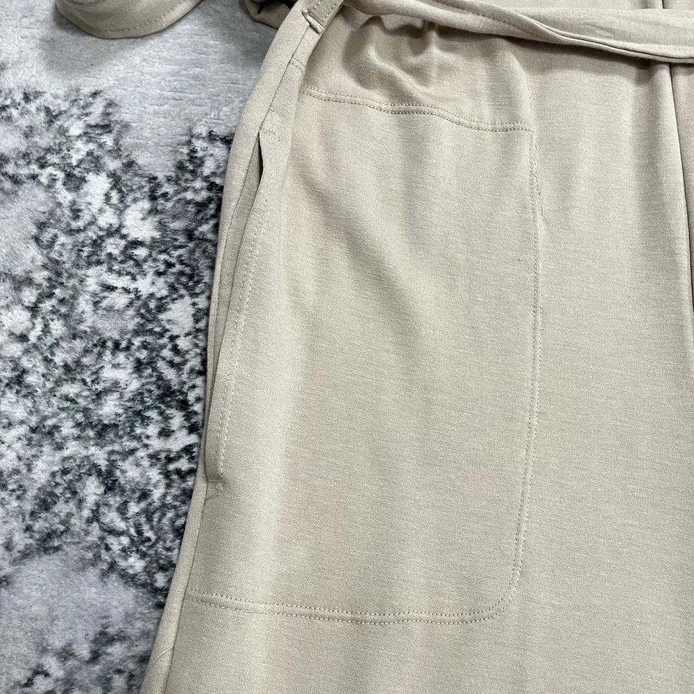 Max Studio Wide Leg Jumpsuit Size Small NWT Beige Sleeveless Tie Waist Minimal - Picture 7 of 15